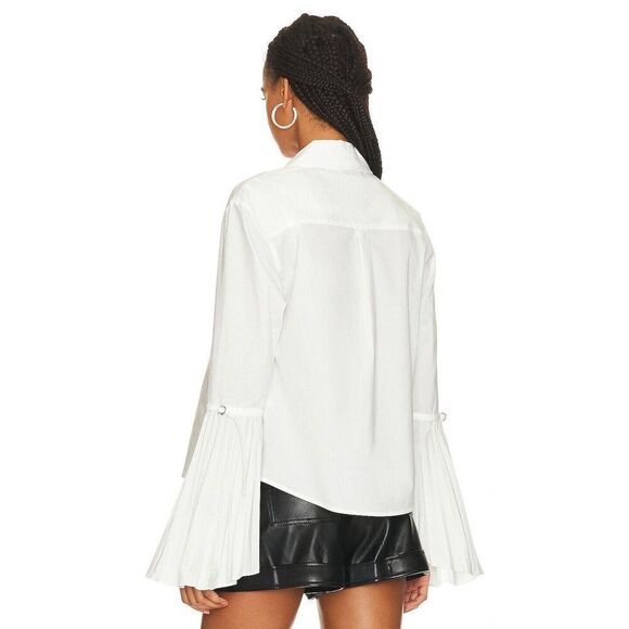 New $295 Jonathan Simkhai Jordy Shirt Blouse in White Size Medium - Picture 5 of 8
